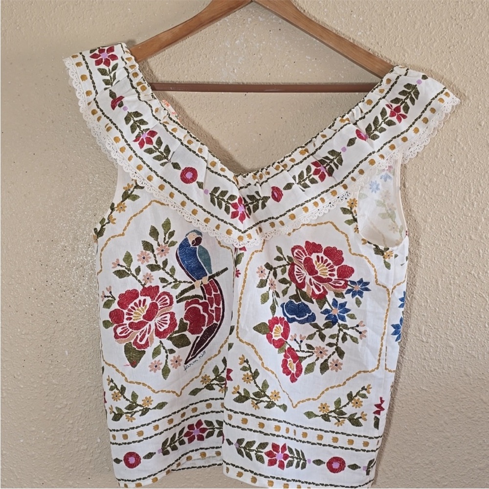 SÉZANE x FARM RIO Floral Ruffle Top sz US 8 / FR 40 NWOT - Picture 10 of 12